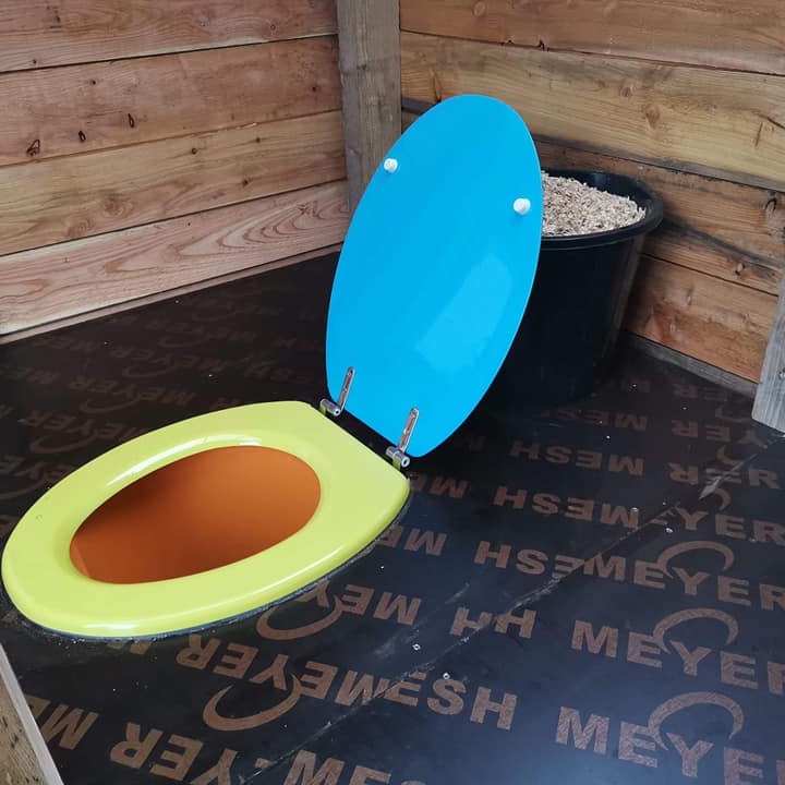 Colourful toilet seat - Three Hares Community Woodland